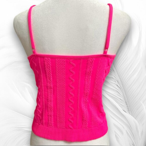 Women’s Hot Pink Textured Knit Tank Top Size L - Picture 2 of 6